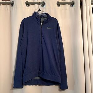 Mens Nike Dri Fit Long Sleeve Navy Quarter Zip Long Sleeve Navy Pullover